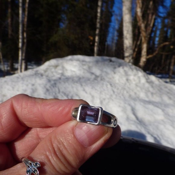 OOAK ARTISAN PLATINUM ALEXANDRITE MOISSANITE OPEN SHOULDER MEN PINKY RING 7.5 - Picture 7 of 14